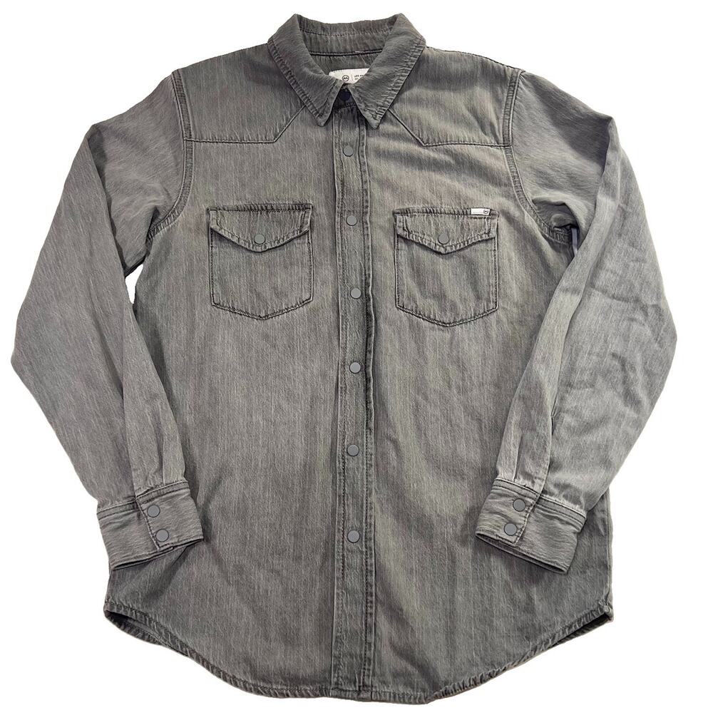 AG Adriano Goldschmied Western Shirt Men’s Size M Gray Snap Front Wash Cotton